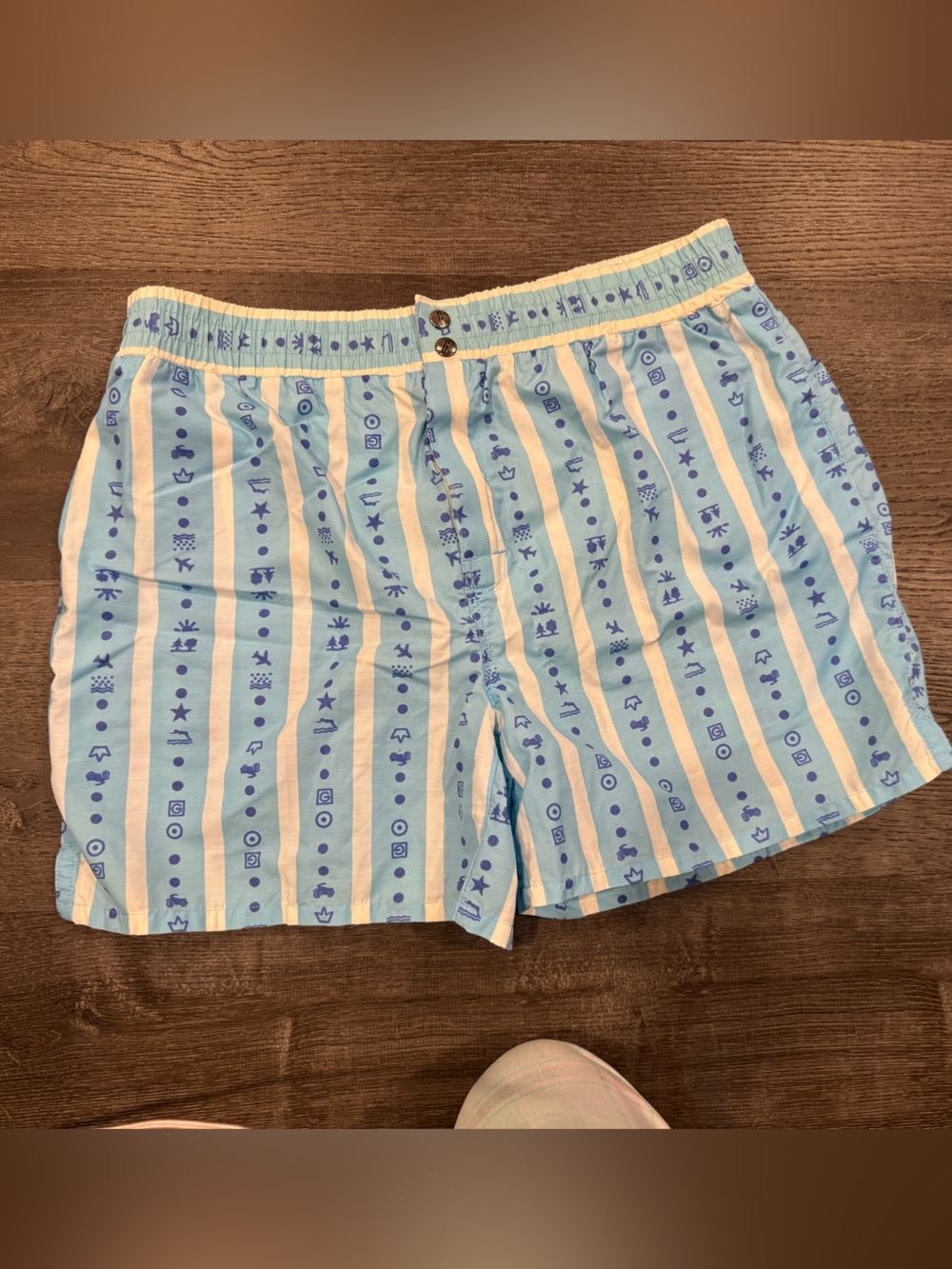 Light Blue Striped Casual Women’s Shorts